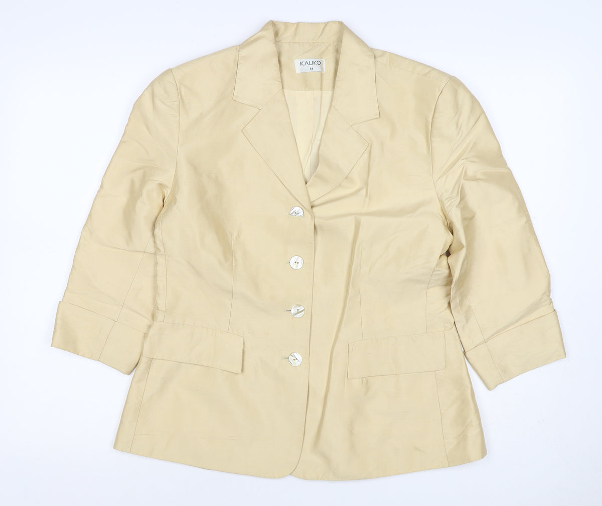 Back view of Kaliko Women Ivory UK 14 Silk Lined Single-Breasted Blazer