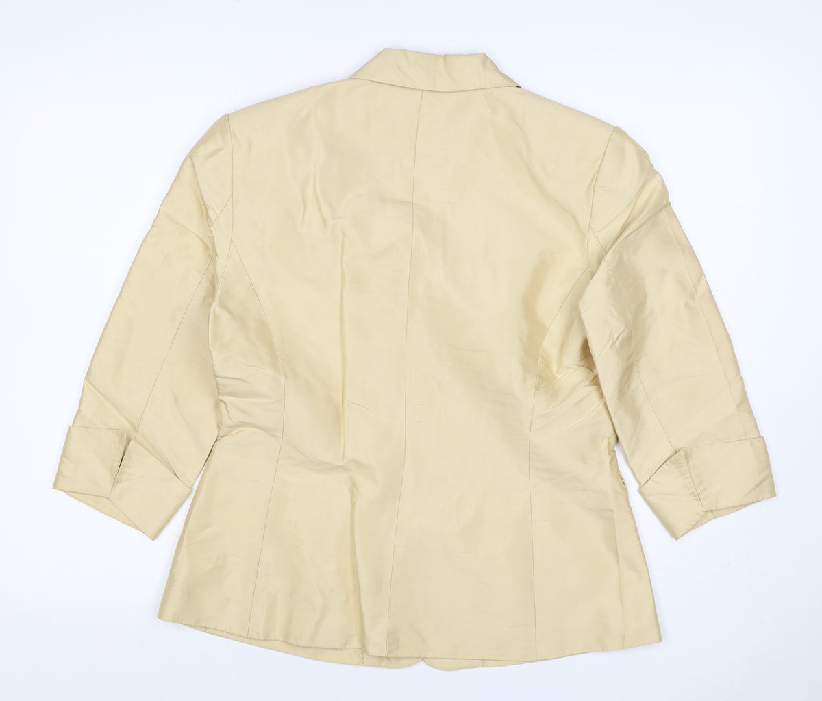 Close-up detail of Kaliko Women Ivory UK 14 Silk Lined Single-Breasted Blazer