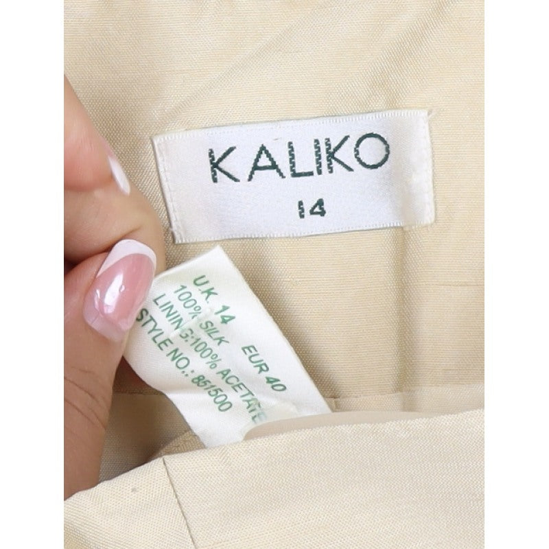 Additional view of Kaliko Women Ivory UK 14 Silk Lined Single-Breasted Blazer