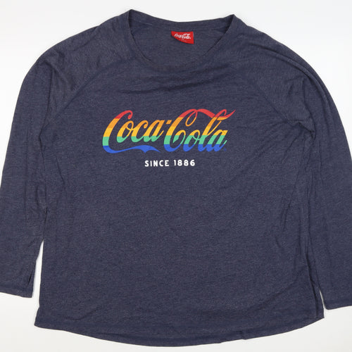 Coca-Cola Women’s Blue UK 20 Rainbow Logo Long Sleeve Jersey T-Shirt