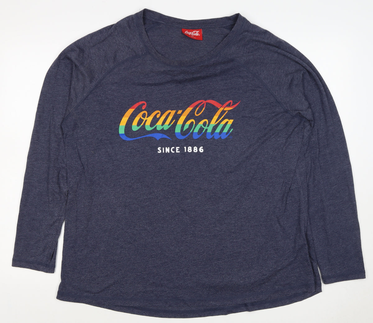 Coca-Cola Women’s Blue UK 20 Rainbow Logo Long Sleeve Jersey T-Shirt