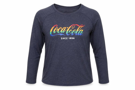 Coca-Cola Women’s Blue UK 20 Rainbow Logo Long Sleeve Jersey T-Shirt