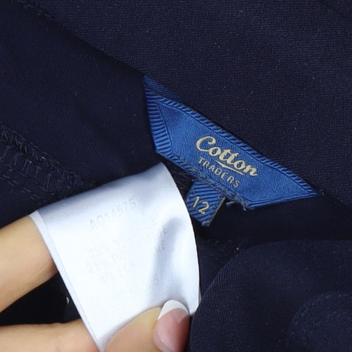 Cotton Traders Women's Blue Size 12 Cargo Straight Trousers Zip Pockets