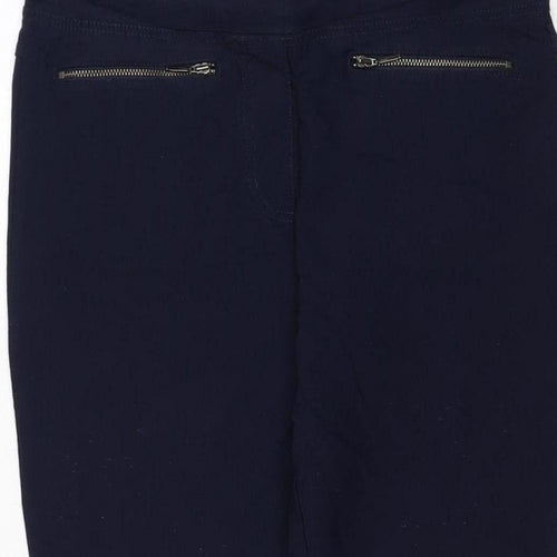 Cotton Traders Women's Blue Size 12 Cargo Straight Trousers Zip Pockets