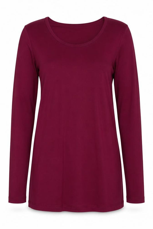 Dorothy Perkins Women Red UK 10 Basic Long Sleeve Cotton T-Shirt