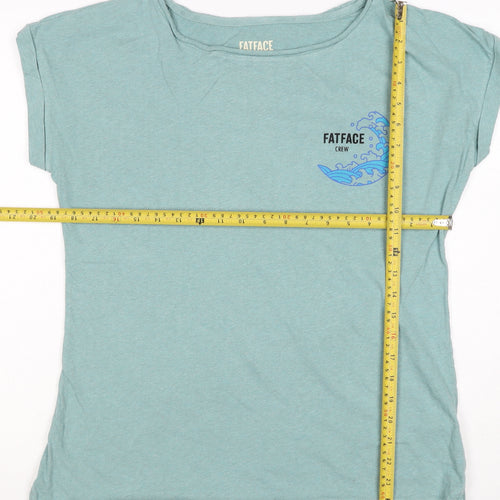 FatFace Women’s Blue UK 12 Basic Cotton Marine Wave T-Shirt
