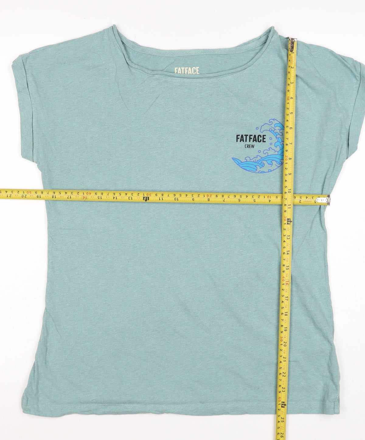 FatFace Women’s Blue UK 12 Basic Cotton Marine Wave T-Shirt