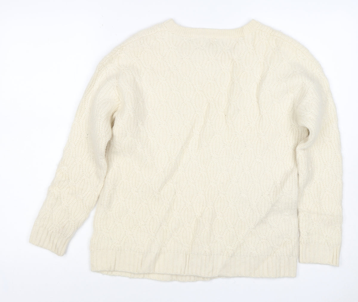 Pure Collection Women Ivory Cashmere Cable Knit Jumper UK 12