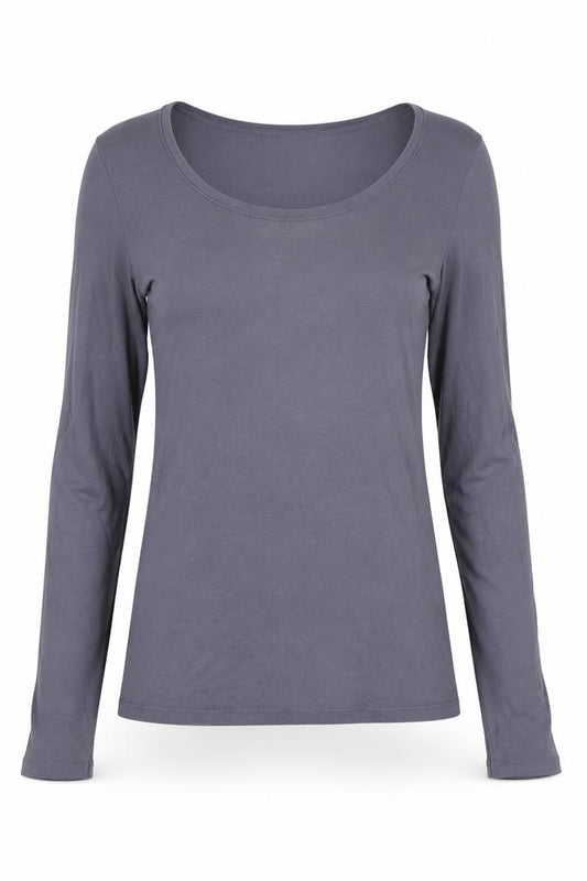 Uniqlo Women Grey XS Basic Stretch Scoop Neck Long Sleeve T-Shirt