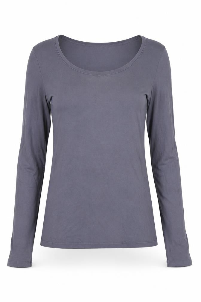 Uniqlo Women Grey XS Basic Stretch Scoop Neck Long Sleeve T-Shirt