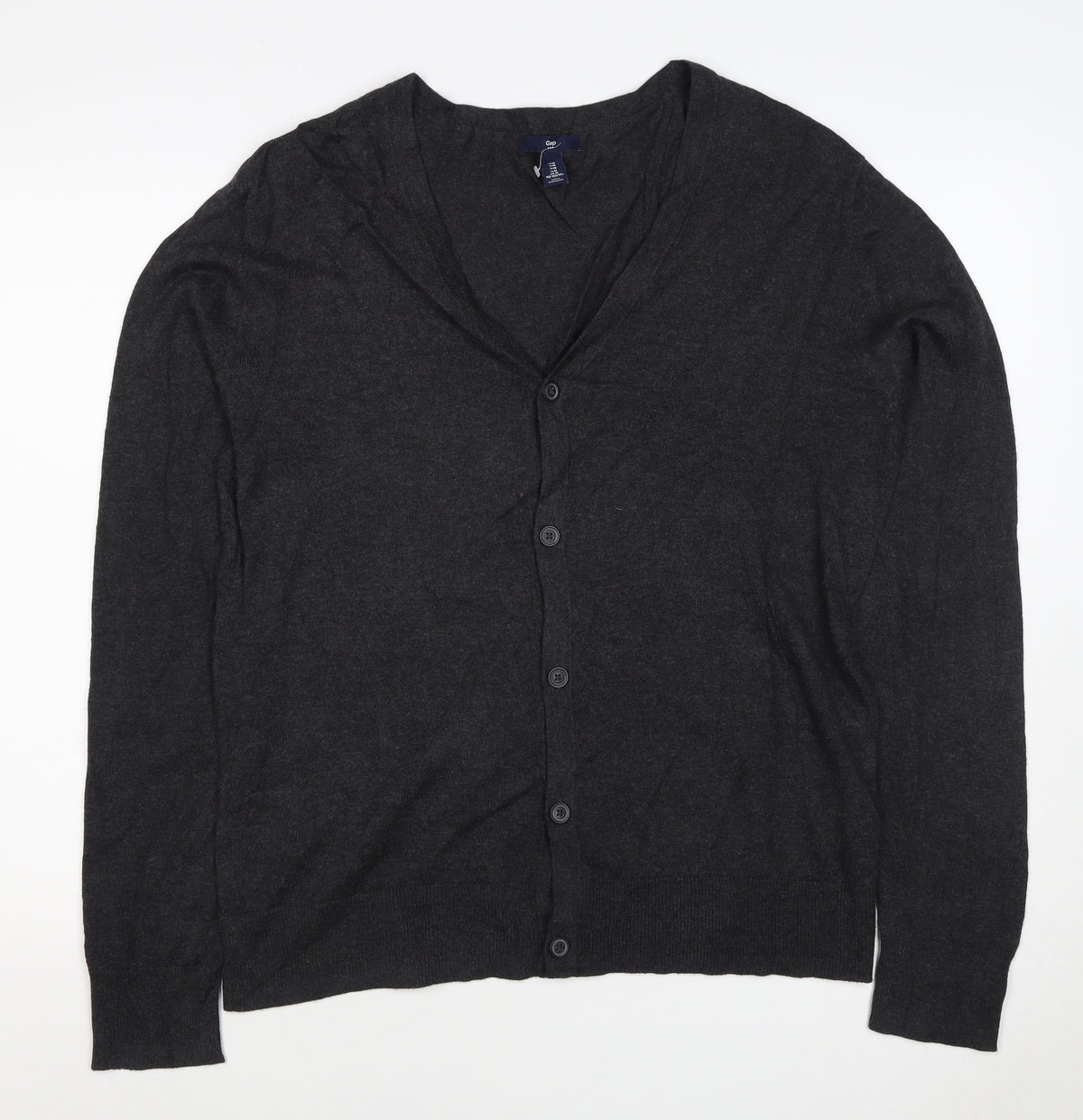 Gap Women’s Black Cotton V-Neck Button Cardigan Size M