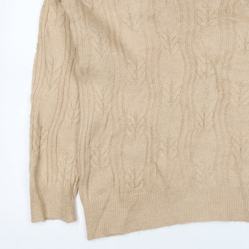 ASOS Design Women's Beige UK 10 Cable Knit Roll Neck Jumper