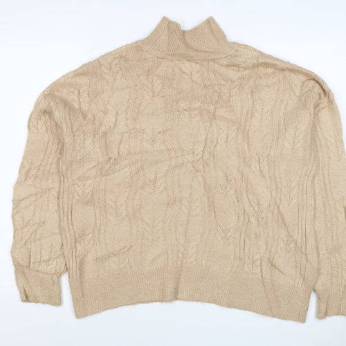 ASOS Design Women's Beige UK 10 Cable Knit Roll Neck Jumper