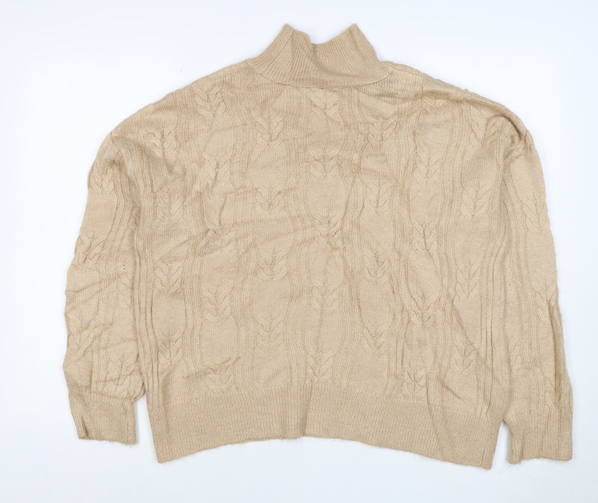 ASOS Design Women's Beige UK 10 Cable Knit Roll Neck Jumper