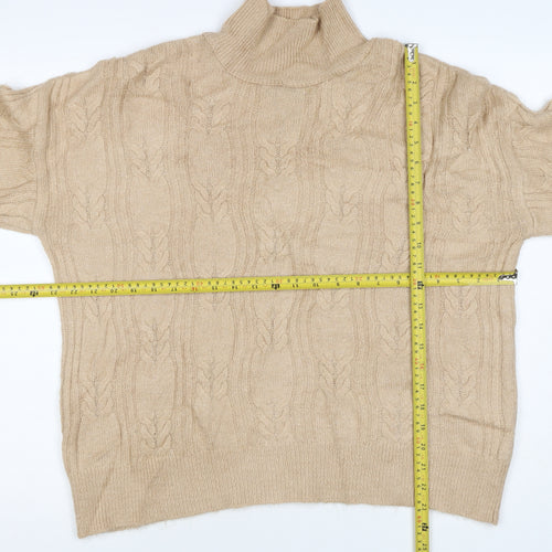 ASOS Design Women's Beige UK 10 Cable Knit Roll Neck Jumper