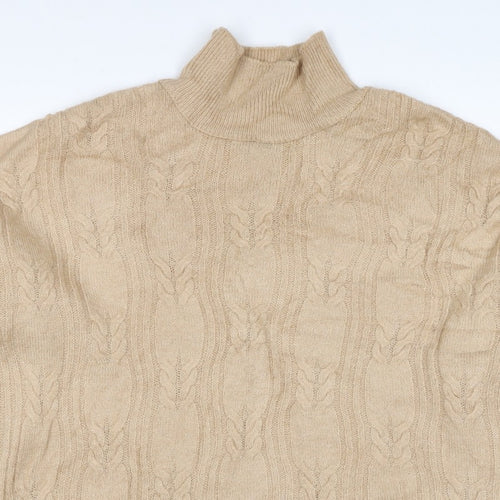 ASOS Design Women's Beige UK 10 Cable Knit Roll Neck Jumper