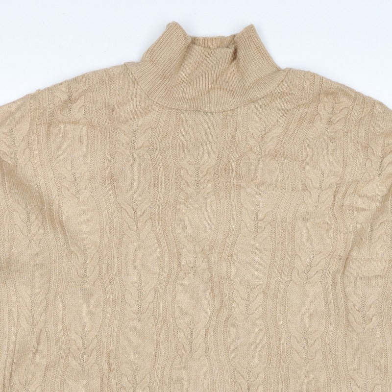 ASOS Design Women's Beige UK 10 Cable Knit Roll Neck Jumper