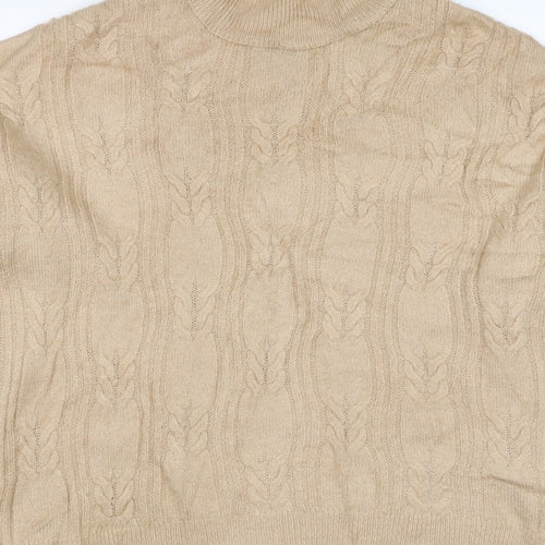 ASOS Design Women's Beige UK 10 Cable Knit Roll Neck Jumper