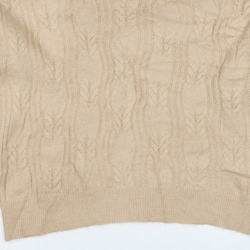 ASOS Design Women's Beige UK 10 Cable Knit Roll Neck Jumper
