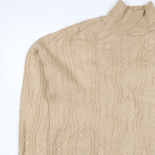 ASOS Design Women's Beige UK 10 Cable Knit Roll Neck Jumper