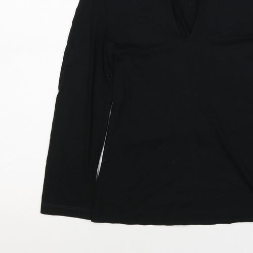 Hobbs Women’s Black XS V-Neck Long Sleeve Jersey Basic Top