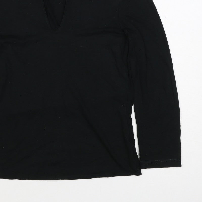 Hobbs Women’s Black XS V-Neck Long Sleeve Jersey Basic Top