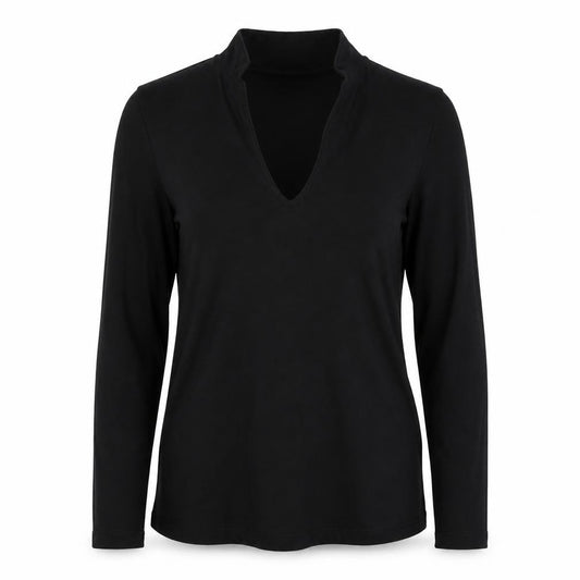 Hobbs Women’s Black XS V-Neck Long Sleeve Jersey Basic Top