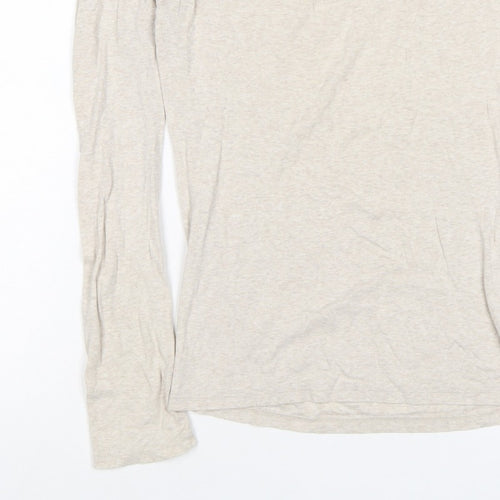 Uniqlo Women Beige XS Basic Scoop Neck Long Sleeve Jersey T-Shirt
