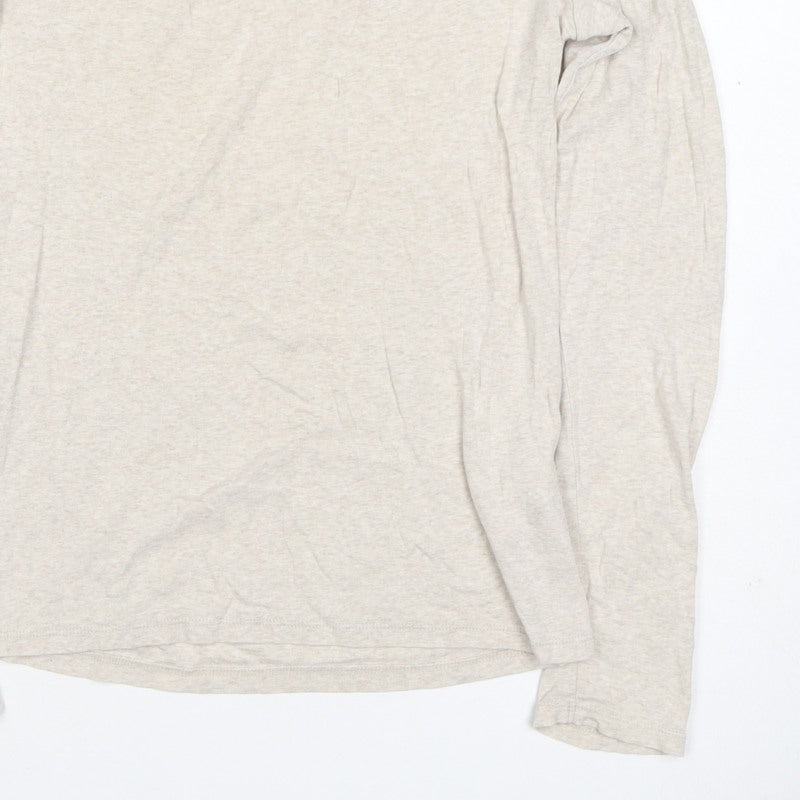 Uniqlo Women Beige XS Basic Scoop Neck Long Sleeve Jersey T-Shirt