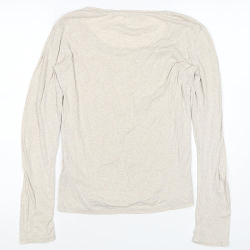 Uniqlo Women Beige XS Basic Scoop Neck Long Sleeve Jersey T-Shirt