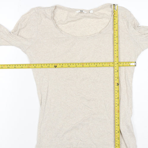 Uniqlo Women Beige XS Basic Scoop Neck Long Sleeve Jersey T-Shirt