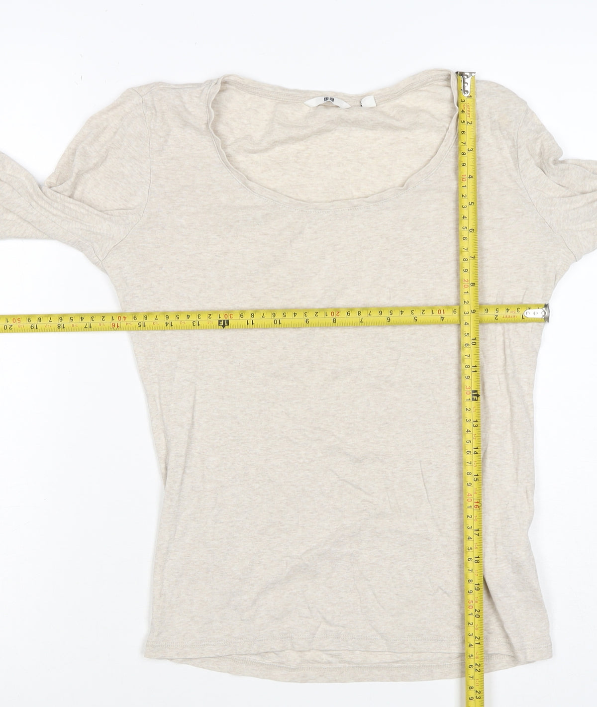 Uniqlo Women Beige XS Basic Scoop Neck Long Sleeve Jersey T-Shirt