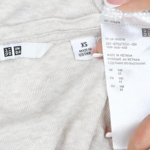 Uniqlo Women Beige XS Basic Scoop Neck Long Sleeve Jersey T-Shirt