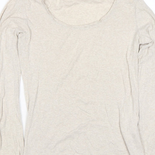Uniqlo Women Beige XS Basic Scoop Neck Long Sleeve Jersey T-Shirt