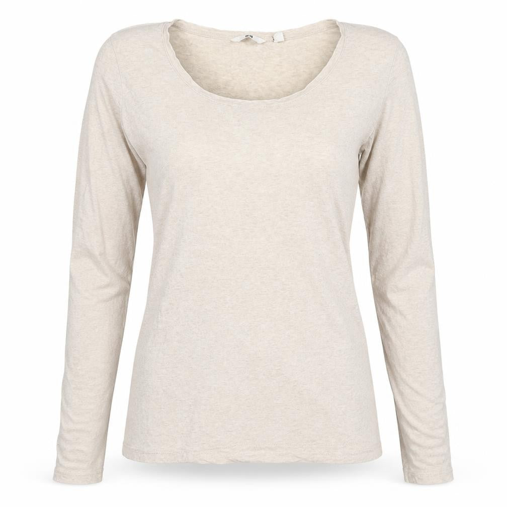 Uniqlo Women Beige XS Basic Scoop Neck Long Sleeve Jersey T-Shirt