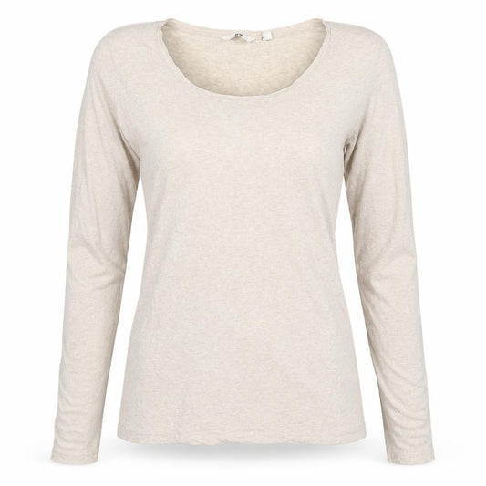 Uniqlo Women Beige XS Basic Scoop Neck Long Sleeve Jersey T-Shirt