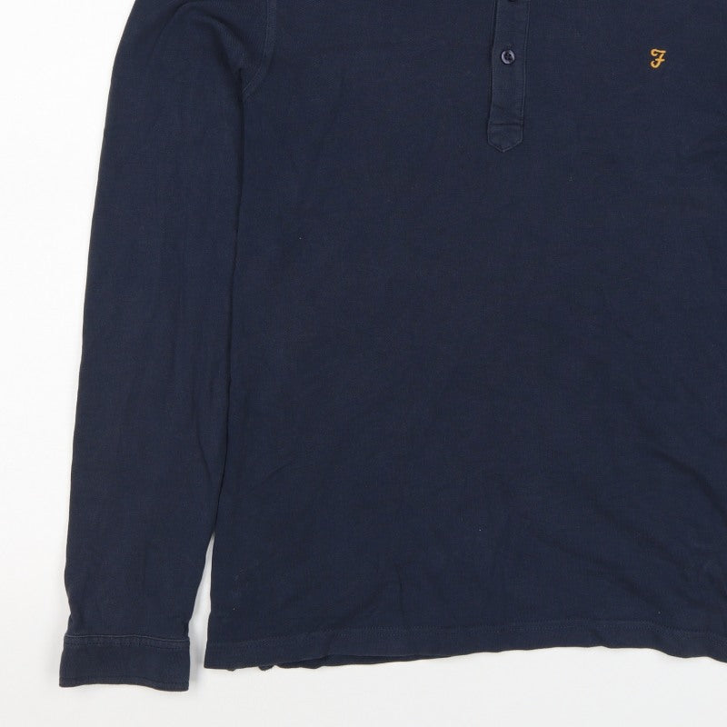 Additional view of Farah Men’s Blue M Long Sleeve Button-Down Logo Polo Shirt