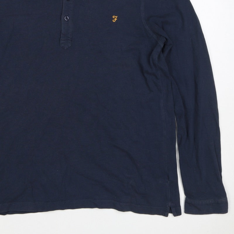 Additional view of Farah Men’s Blue M Long Sleeve Button-Down Logo Polo Shirt
