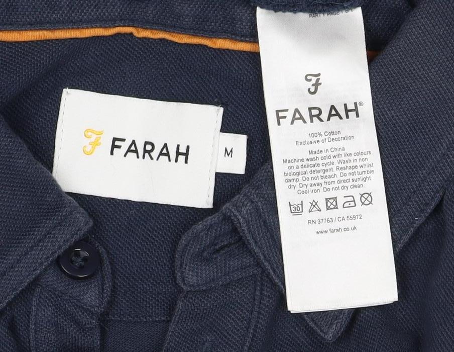 Additional view of Farah Men’s Blue M Long Sleeve Button-Down Logo Polo Shirt