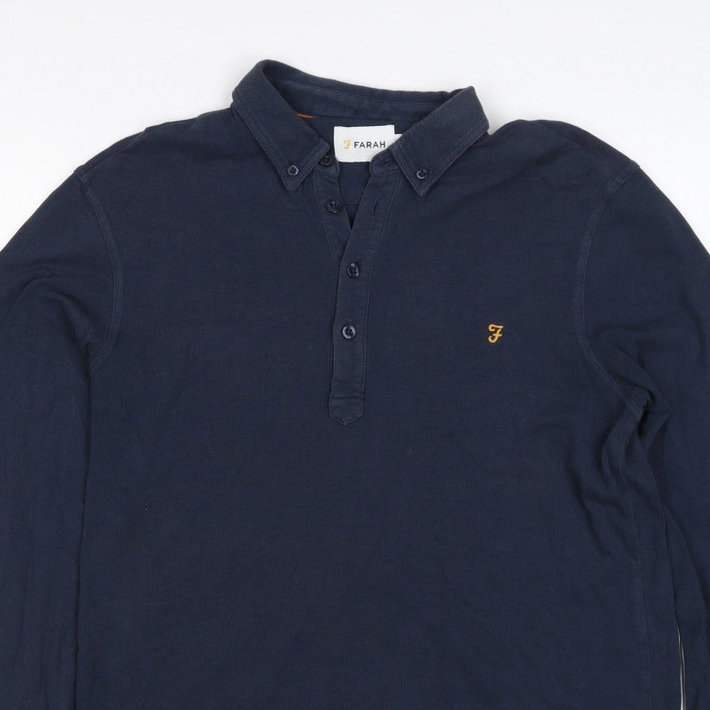 Additional view of Farah Men’s Blue M Long Sleeve Button-Down Logo Polo Shirt