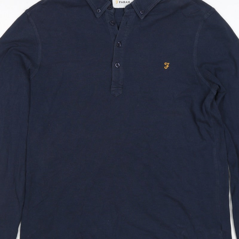 Additional view of Farah Men’s Blue M Long Sleeve Button-Down Logo Polo Shirt