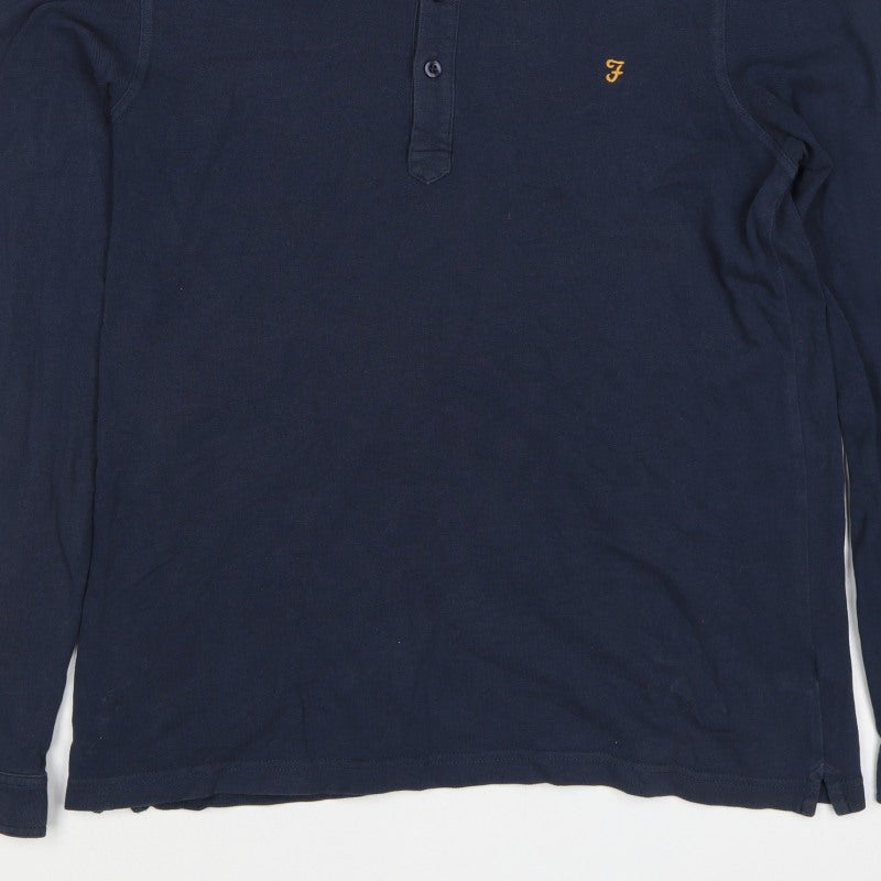Additional view of Farah Men’s Blue M Long Sleeve Button-Down Logo Polo Shirt