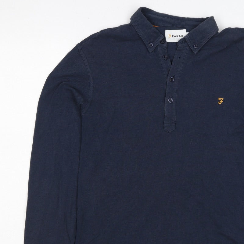 Additional view of Farah Men’s Blue M Long Sleeve Button-Down Logo Polo Shirt