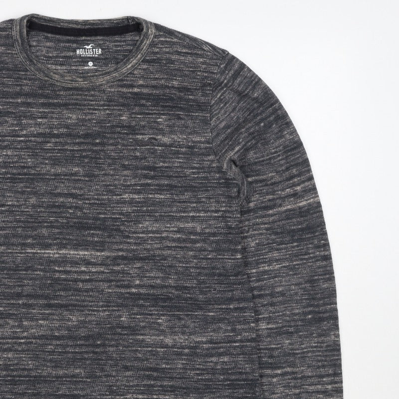 Additional view of Hollister Men’s Grey Marl Logo Crew Neck Pullover Sweatshirt M