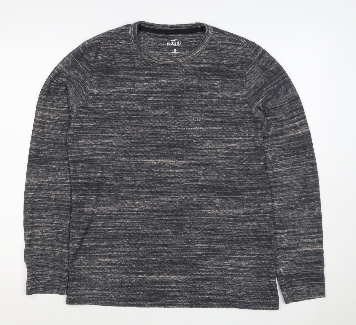 Back view of Hollister Men’s Grey Marl Logo Crew Neck Pullover Sweatshirt M