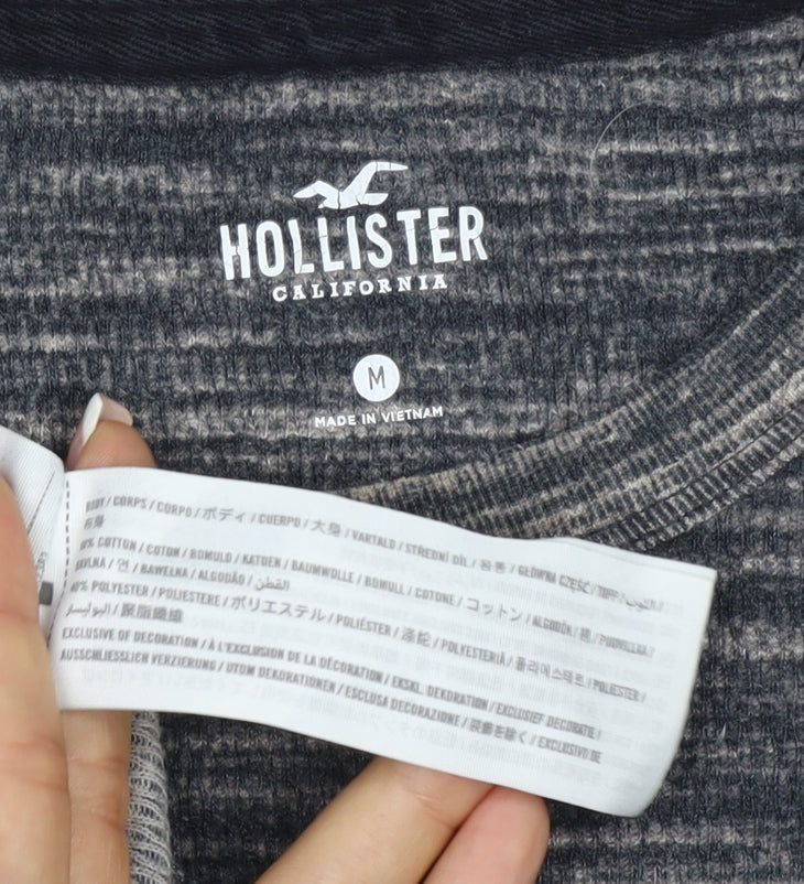 Additional view of Hollister Men’s Grey Marl Logo Crew Neck Pullover Sweatshirt M