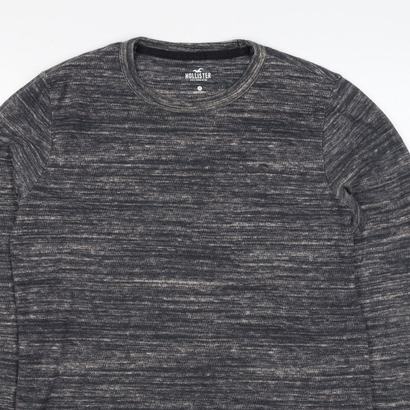 Additional view of Hollister Men’s Grey Marl Logo Crew Neck Pullover Sweatshirt M