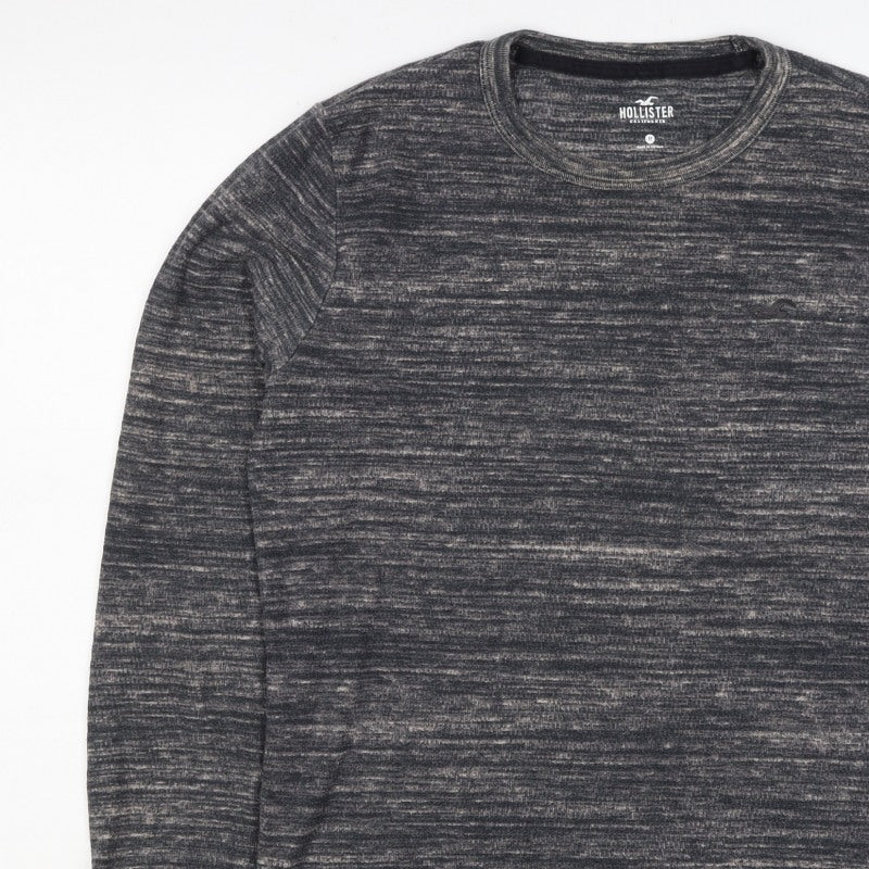 Additional view of Hollister Men’s Grey Marl Logo Crew Neck Pullover Sweatshirt M