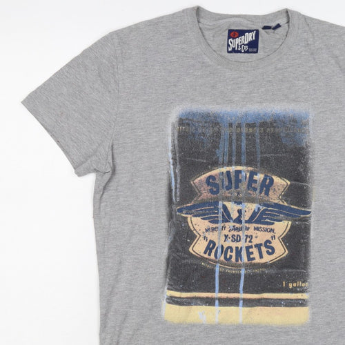 Superdry Mens Grey M Graphic Space Rocket Crew Neck T-Shirt