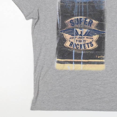 Superdry Mens Grey M Graphic Space Rocket Crew Neck T-Shirt